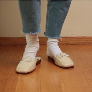 Cream Loafer Mules